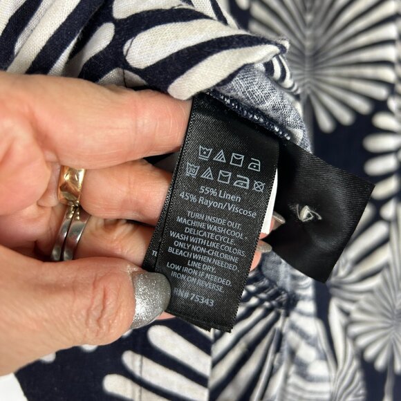 Joie Linen Blend V Neck 3/4 Sleeve Leaf Print top 3X - Picture 5 of 6